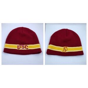 USC Trojans Red Yellow Embroidered Two Sided Beanie Cap OS